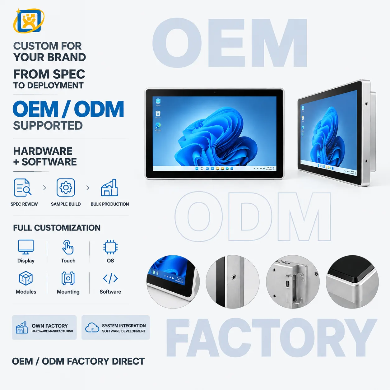 21.5-inch embedded industrial panel PC with capacitive touch display