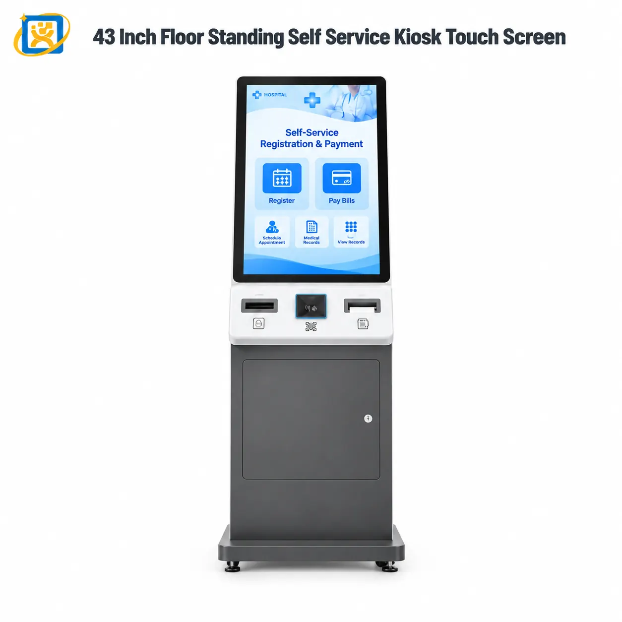 Product identification card for the 43-inch floor-standing hospital self-service kiosk