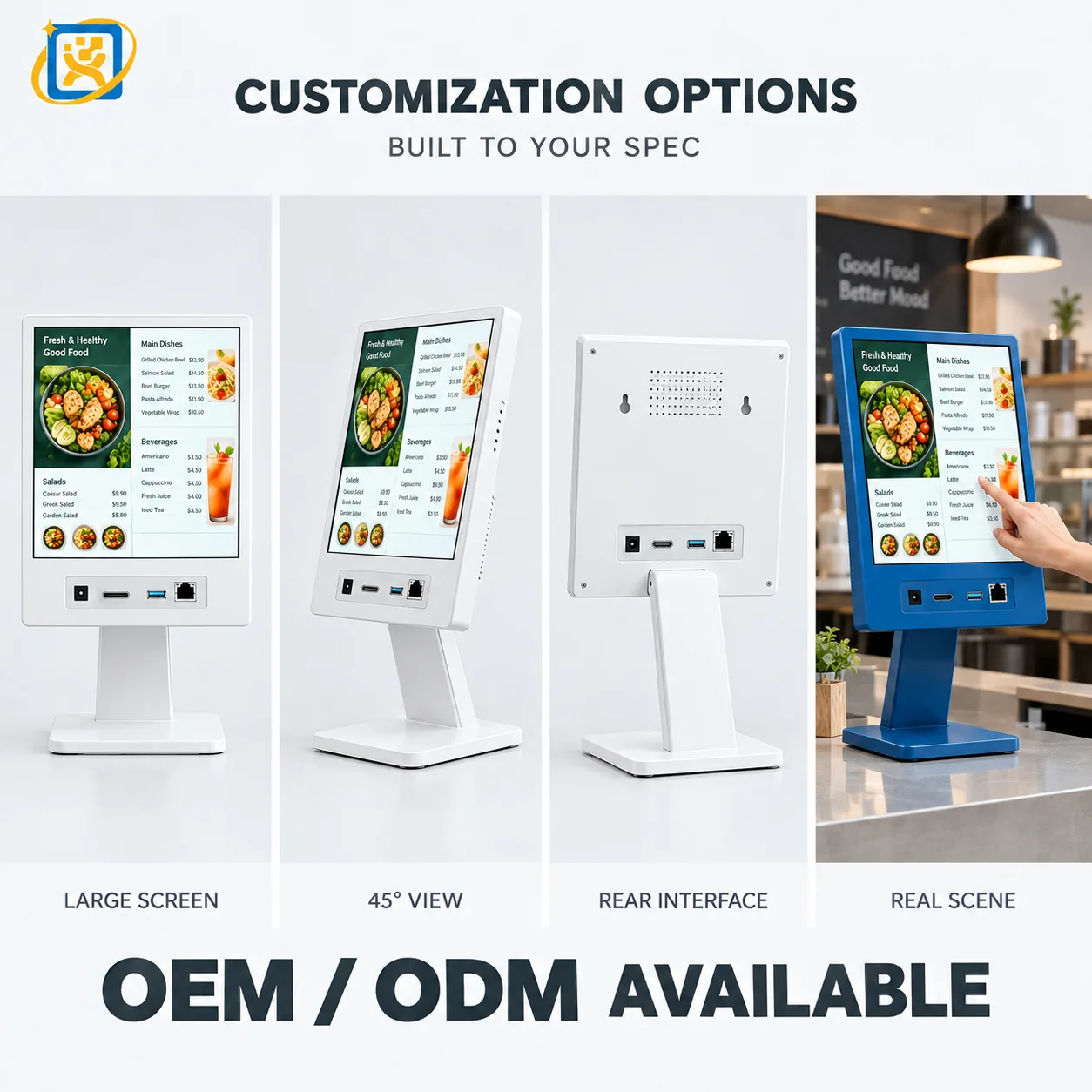 Desktop digital signage menu display showing a content playback workflow