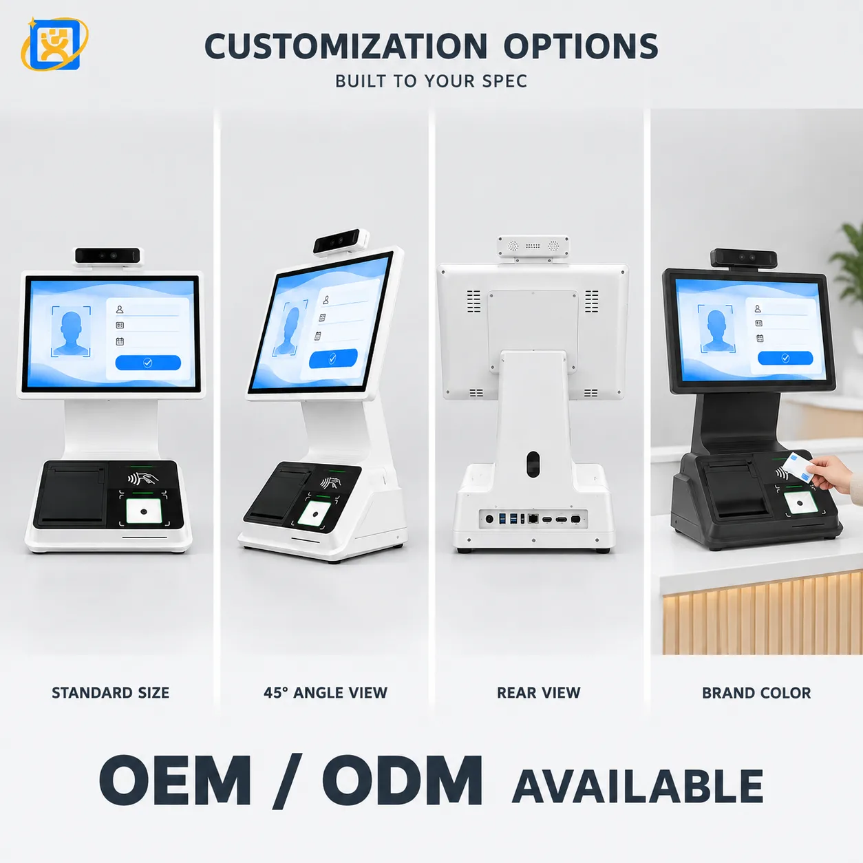 Desktop face recognition verification terminal showing the authentication workflow