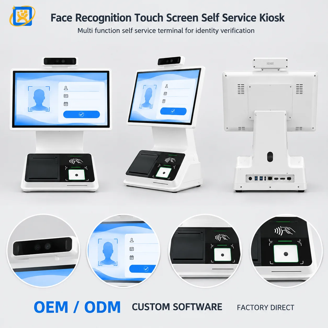 Desktop face recognition verification terminal three-view drawing