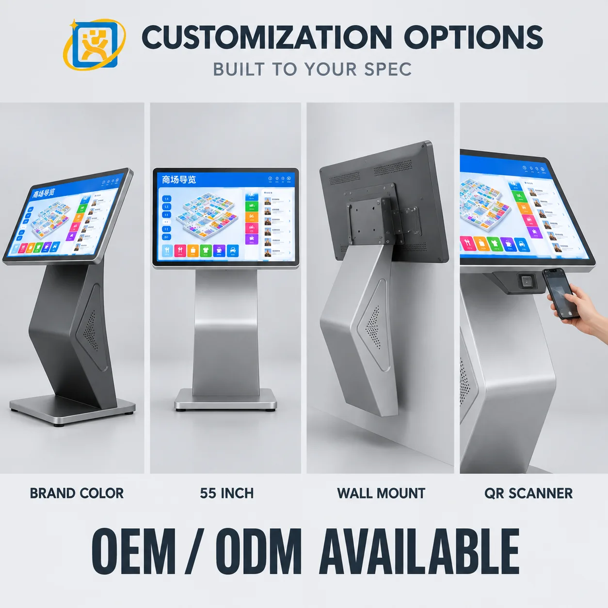 Digital signage wayfinding kiosk showing an interactive directory concept