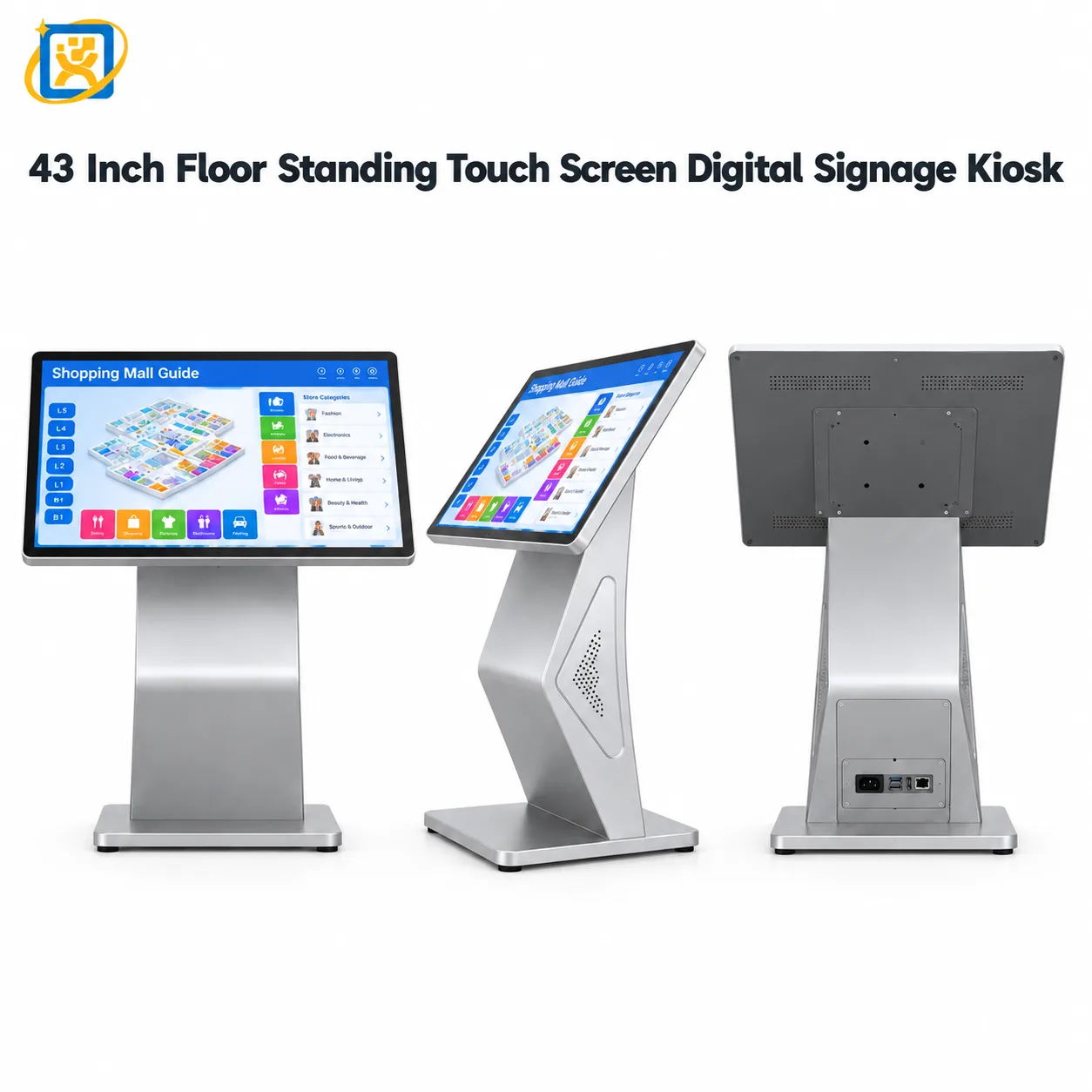 Product identification card for the floor-standing digital signage wayfinding kiosk