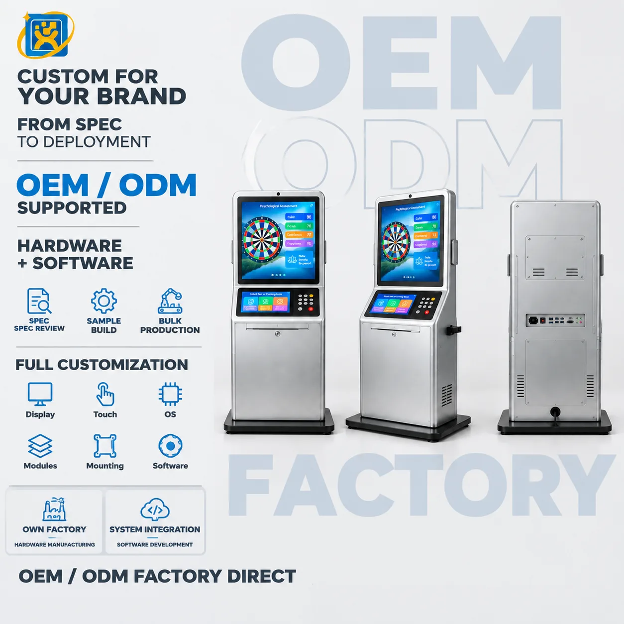 Dual-screen floor-standing psychological guidance terminal with touch control panel