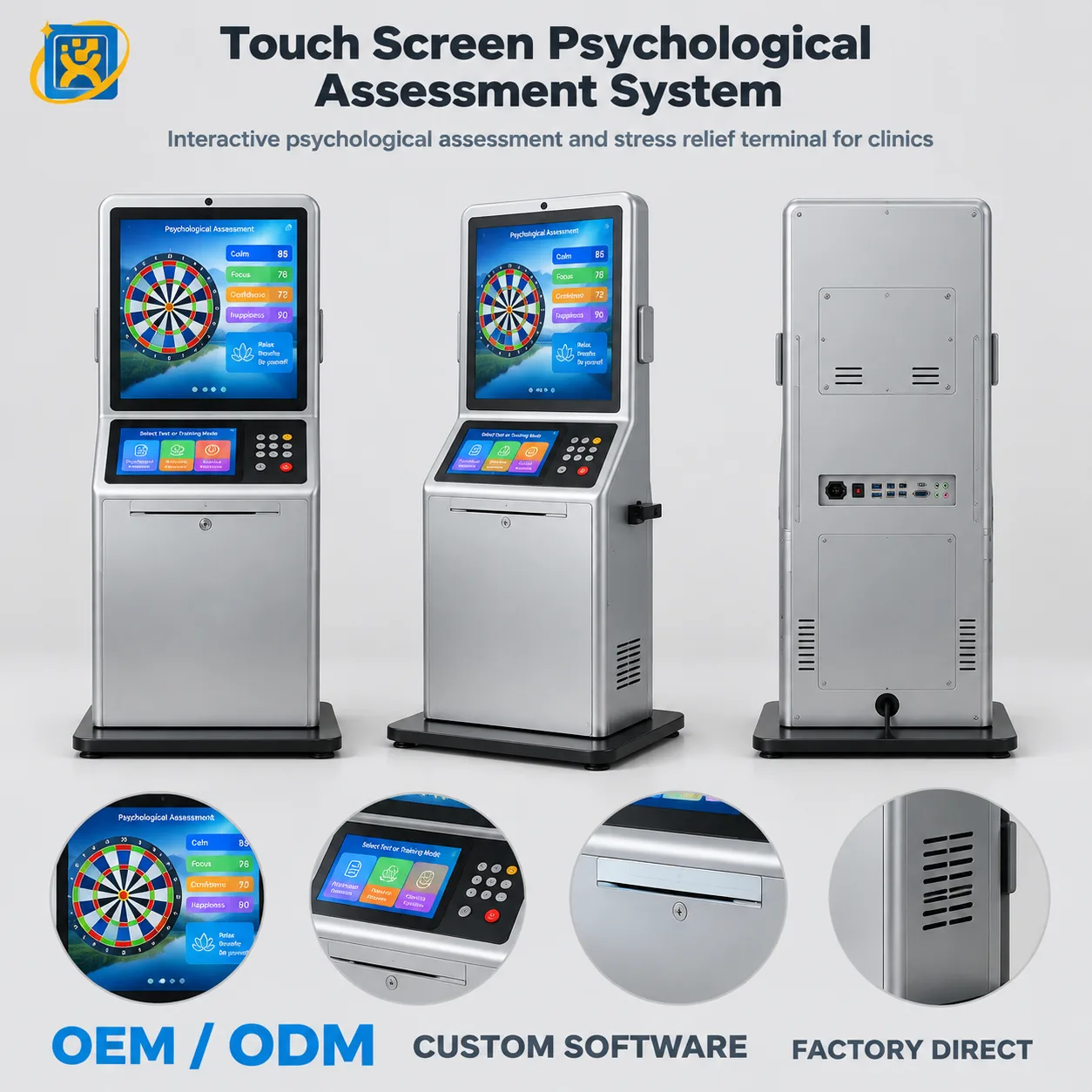 Three-view presentation of the dual-screen psychological guidance terminal