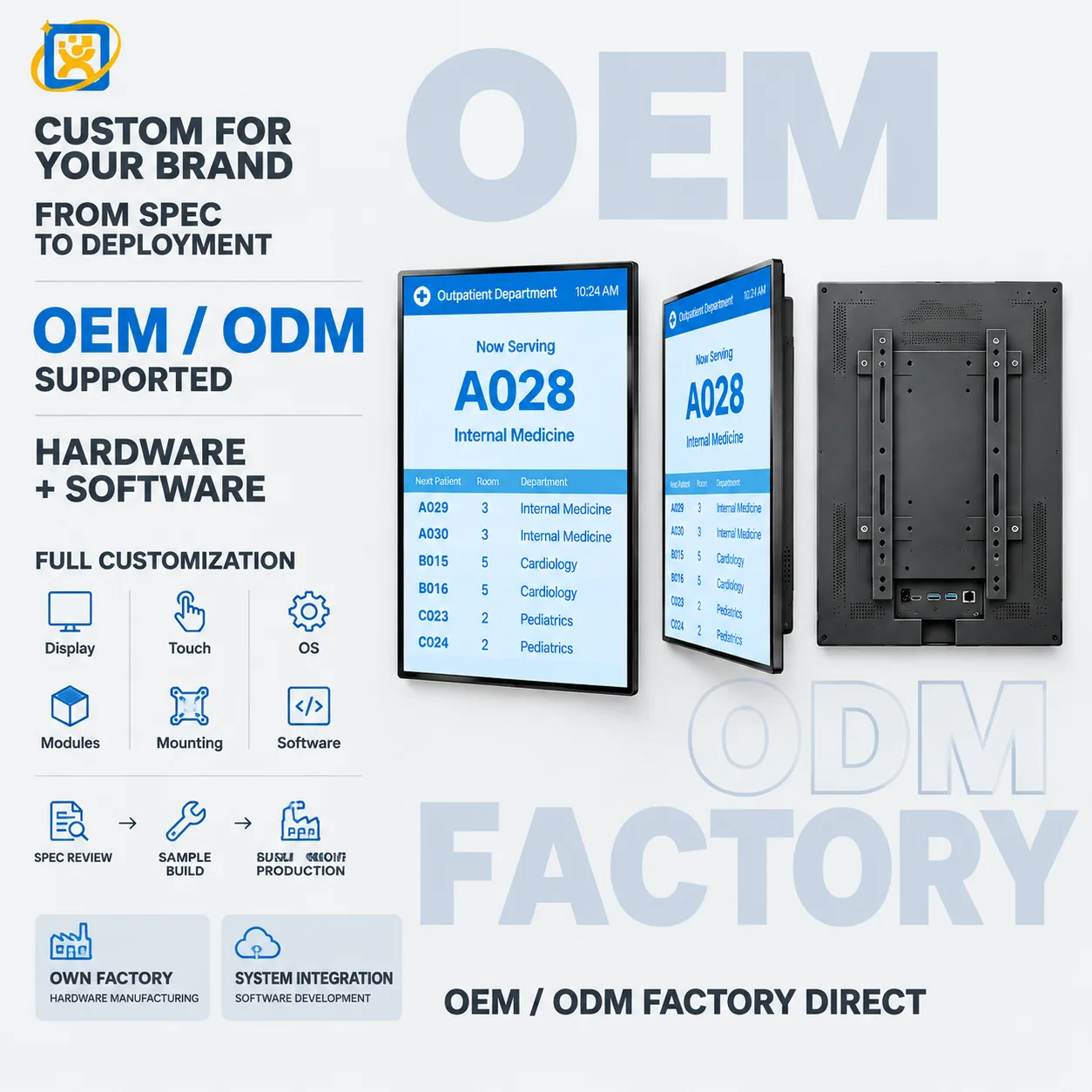 21.5-inch portrait hospital queuing kiosk terminal for queue ticketing and department guidance